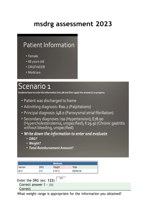 HIT 205 Module 4 MSDRG Assessment 2023